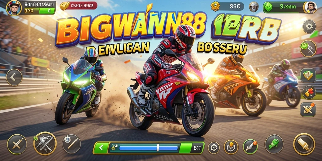 Screenshot gameplay balapan motor yang seru dan mendebarkan.