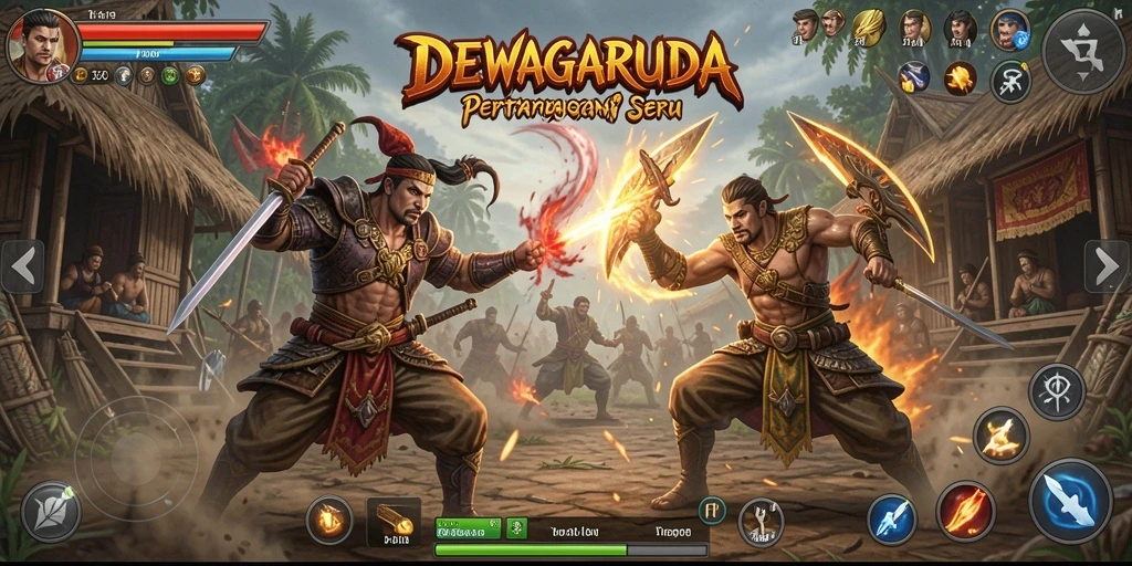Gameplay DEWAGARUDA yang intens dan penuh aksi.
