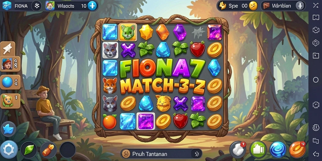Tampilan gameplay seru di FIONA77 dengan tantangan Match-3.