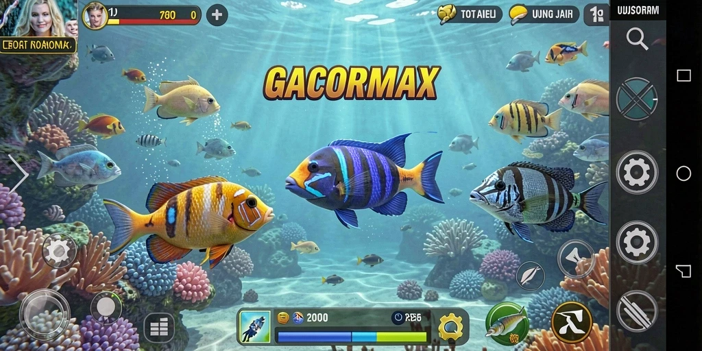 Screenshot permainan GACORMAX menampilkan aksi Tembak Ikan yang seru.