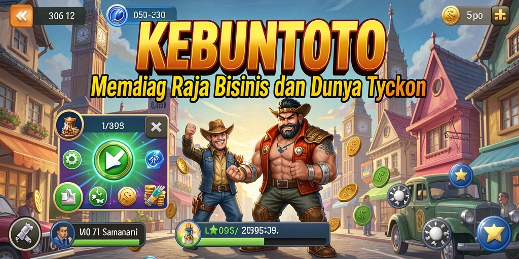 Screenshot KEBUNTOTO menampilkan aksi membangun kerajaan bisnis yang seru.