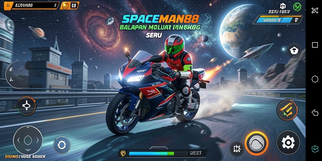 Gameplay seru SPACEMAN88 di balapan luar angkasa.